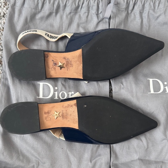 DIOR Patent Dark Navy Slingback Flats - Picture 3 of 5